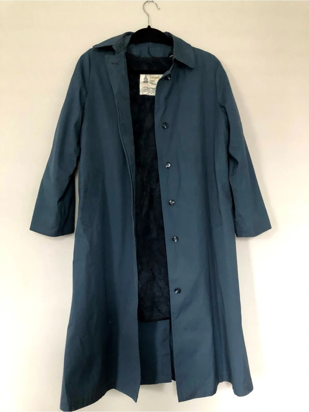 Vintage London Fog Navy Maincoat Fleece Lined Raincoat Petite 8 USA Made